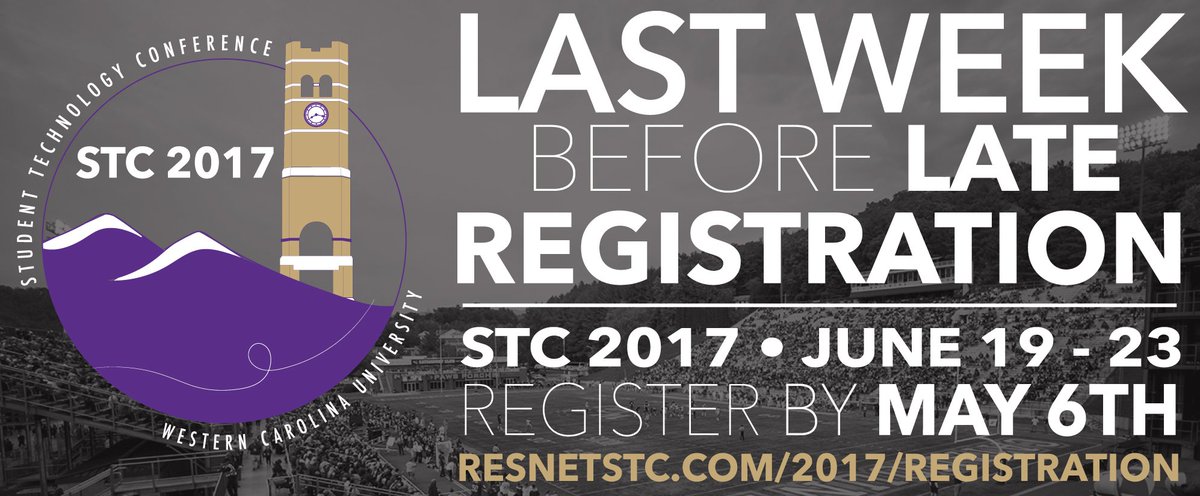 ResNetSTC's tweet image. May 6th is the last day to register before late reg. rate. Visit resnetstc.org/2017/registrat… to get registered and learn more about the rates!