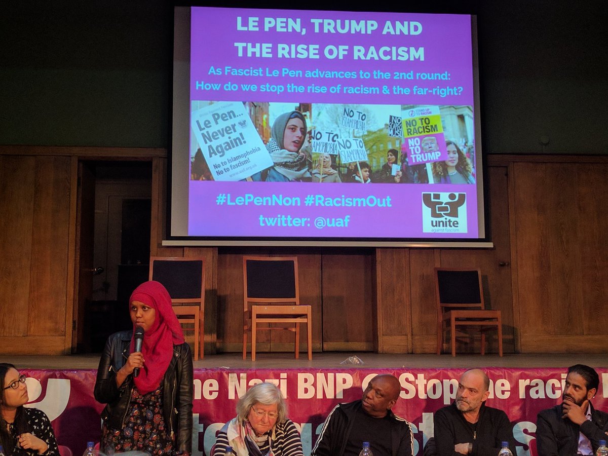 Huge cheer for Naima Omar from Student Stand Up To Racism for shutting down the UKIP manifesto launch last Friday
#RacismOut of #GE2017!