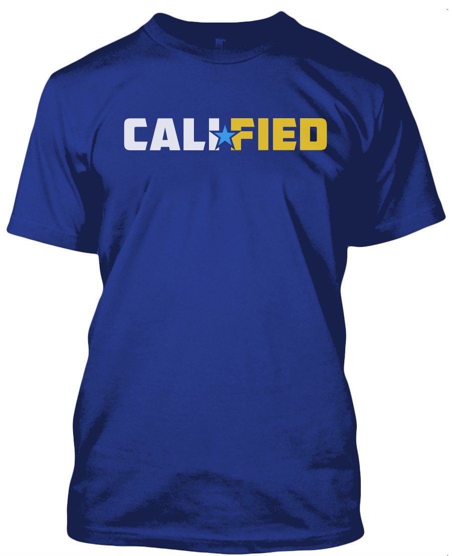 teamcalified's tweet image. CALIFIED T-SHIRT | CaliSTARfied Gold &amp;amp; Blue | calified.ca #still #calified #2017 calified.ca/product/califi…
