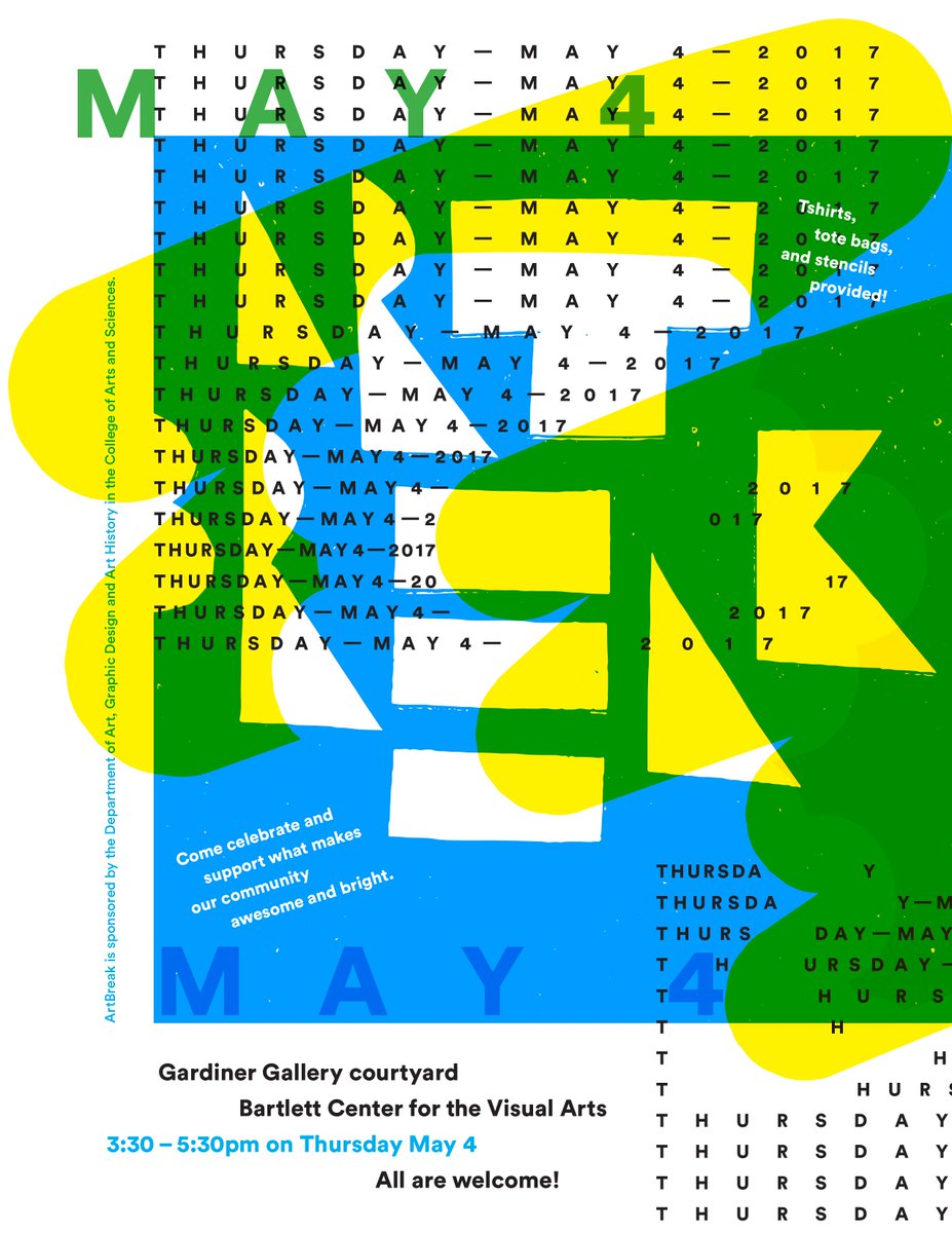 Join us Thursday for our second ART BREAK event, with free screen printing activities promoting solidarity. 3:30 - 5:30pm
#artbreak2017