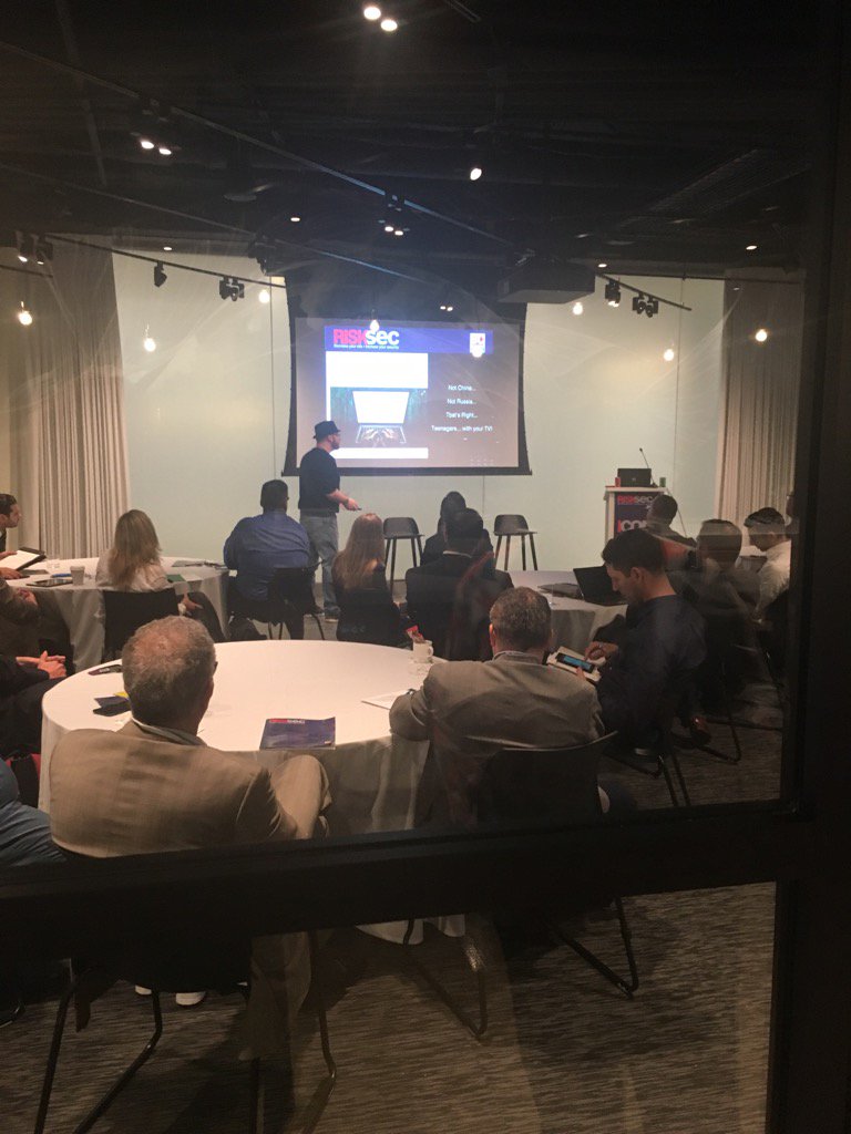 SC_RiskSec's tweet photo. @lancejssc speaks to @SCMagazine ICON group at #RiskSecNY NOT a seat left in the room! https://t.co/h7Ga95aZsH