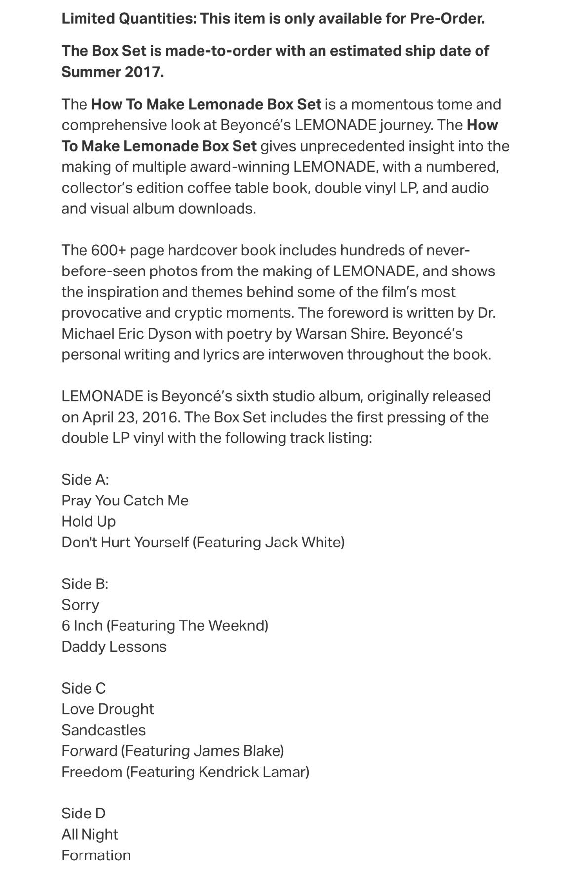 BEYONCÉ LEGION on Twitter "The 'How to Make Lemonade Box Set' includes a collector's edition