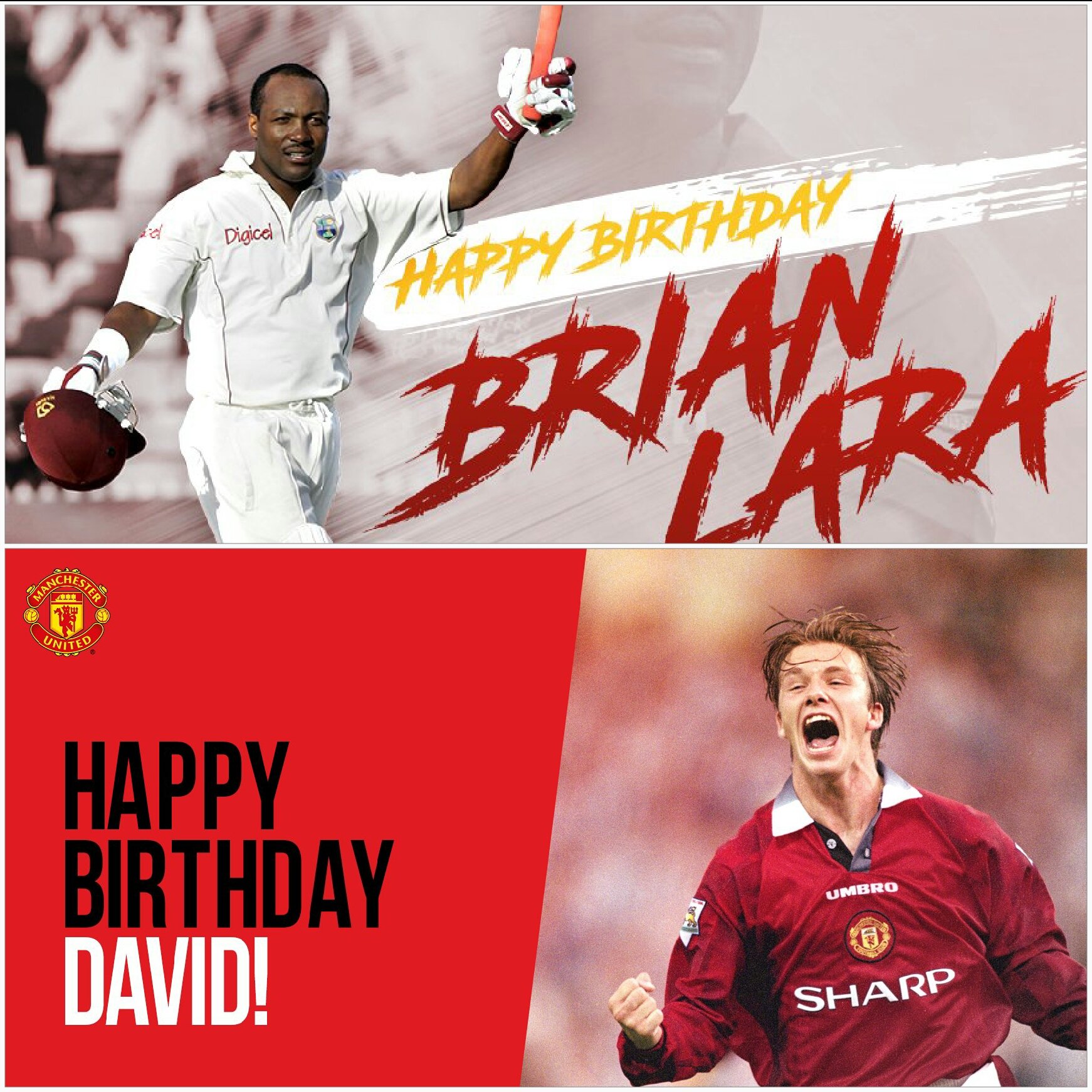 Happy Birthday to 2 Legends of Sport. BRIAN LARA & DAVID BECKHAM 