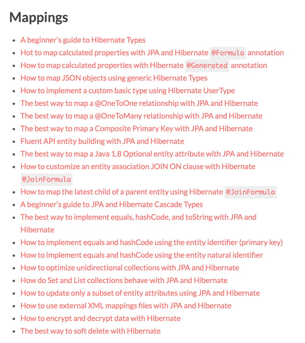 java's tweet image. 120 + High-Performance #Hibernate tutorials by 

@vlad_mihalcea 

vladmihalcea.com/tutorials/hibe…