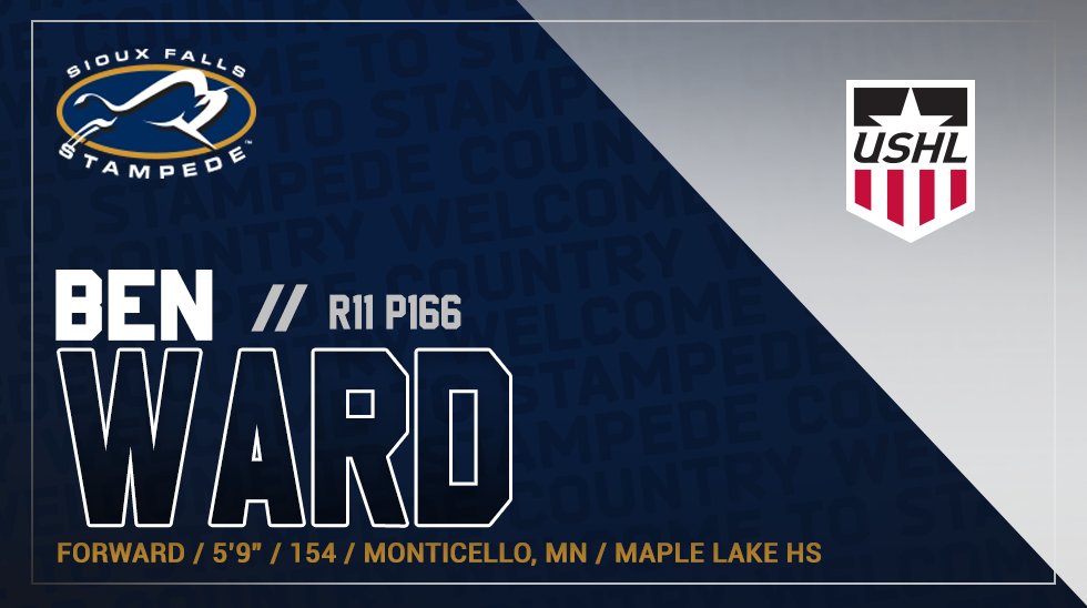 sfstampede's tweet image. Welcome, Ben Ward. | Round 11. Pick 166. #StampedeCountry #USHLDraft