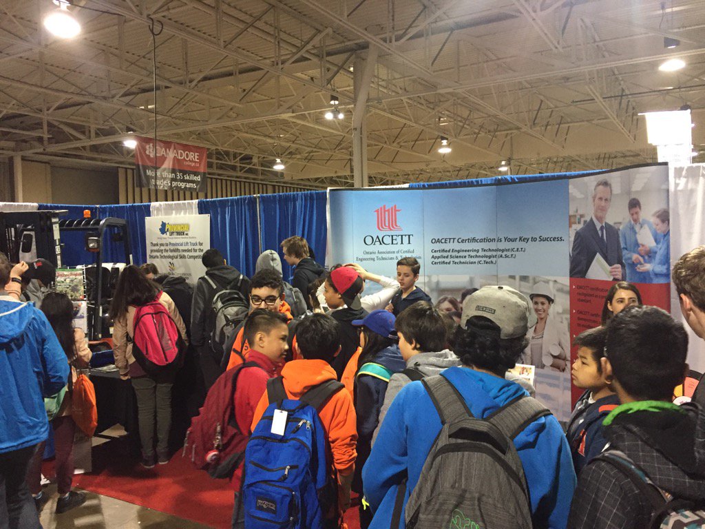 OACETTPres's tweet photo. Lot's of action at OACETT booth @skillsontario Competition! Technology is the future! https://t.co/Wa1o4TDV8e