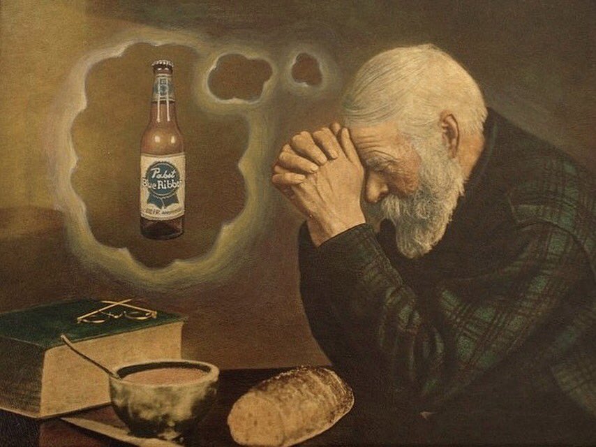 Pray for beer #PBR 

Art by Jason Jones