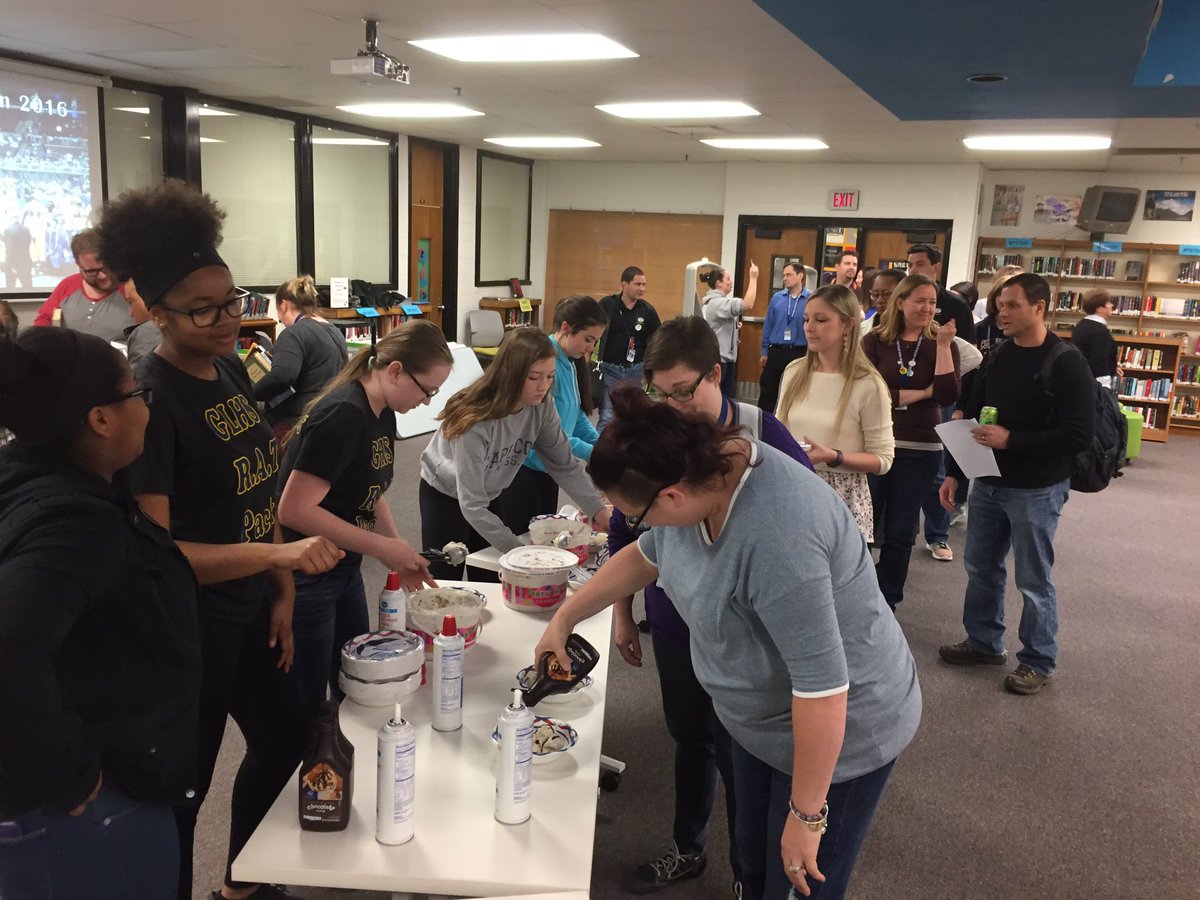Renaissance student team serving up ice cream to thank our staff!