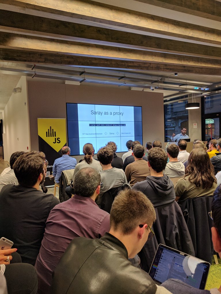 JacopoFar's tweet image. #milanojs at Microsoft in Milan, interesting talks about Saray, animation API and web components, among others