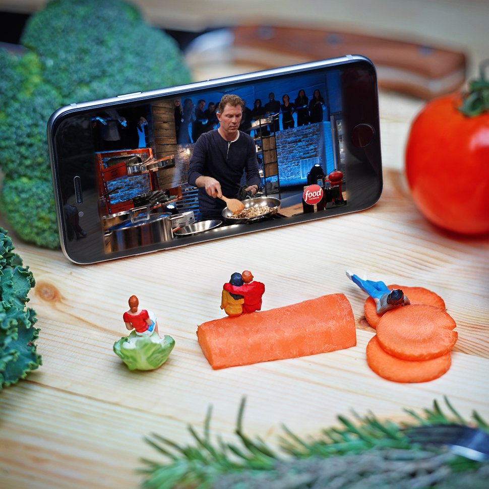 Xfinity's tweet image. Happy National Salad Month! On tonight's menu: dinner a la mobile. #TinyTV #XFINITYStreamApp