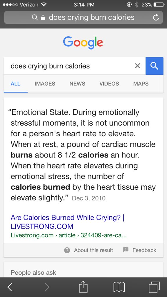 does crying burn calories