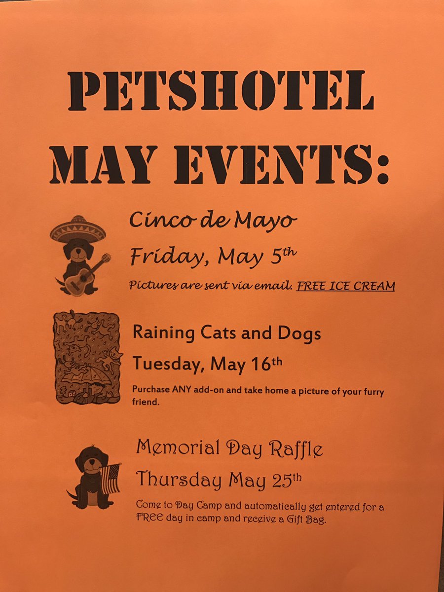 Our May Events! Call and make your reservations today!
