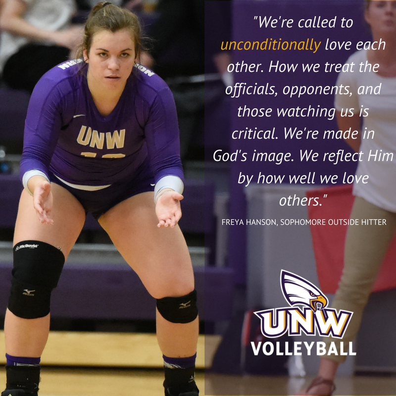 unwvb's tweet photo. Sophomore outside hitter, Freya Hanson on our most important core covenant - love. #TrailTuesday https://t.co/3rIIKs7tAl