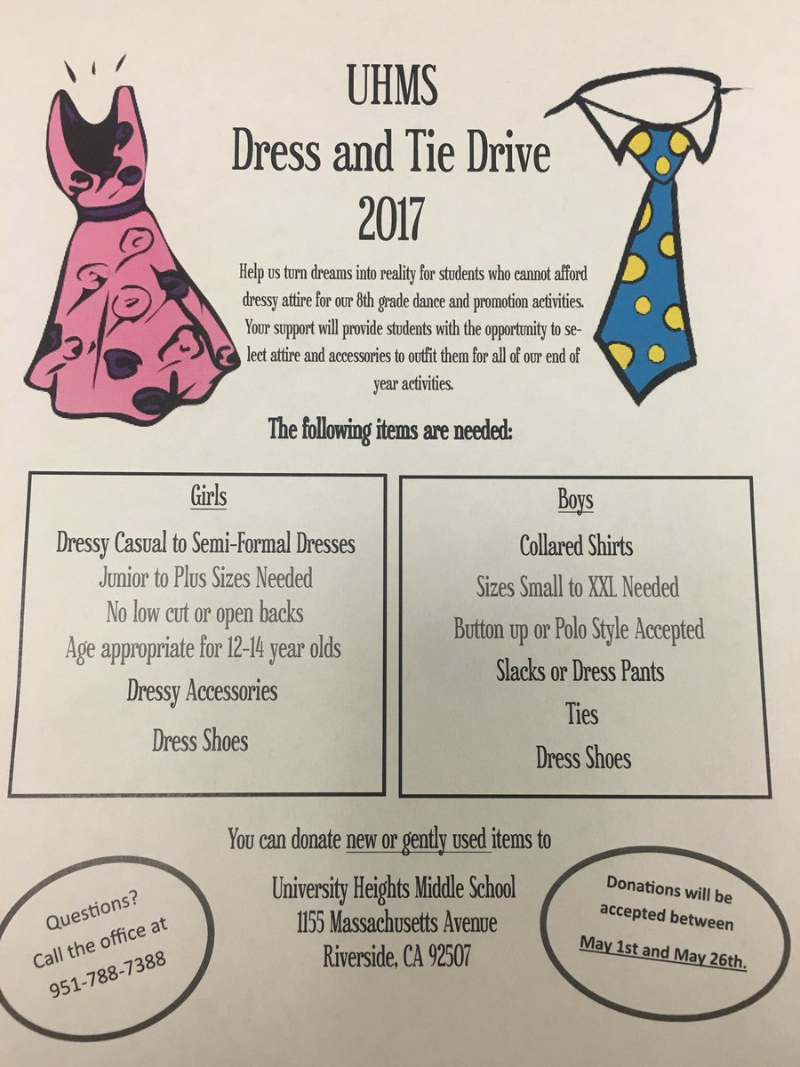 University Heights Uhms Is Having A Dress And Tie Drive Donations Will Be Accepted Through 5 26 Please Share And Consider Donating University Heights Uhms Is Having A Dress And Tie Drive Donations Will Be Accepted Through 5 26 Please Share And Consider Donating