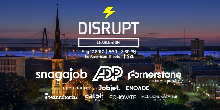 Join us and <a href="/adp/">ADP</a> <a href="/snagajob/">Snagajob</a> @ornerstoneinc <a href="/engage_talent/">EngageTalent</a> <a href="/JobjetHQ/">Jobjet</a> @chsopensource for DisruptHR #CHS on May 17: bit.ly/disruptchs