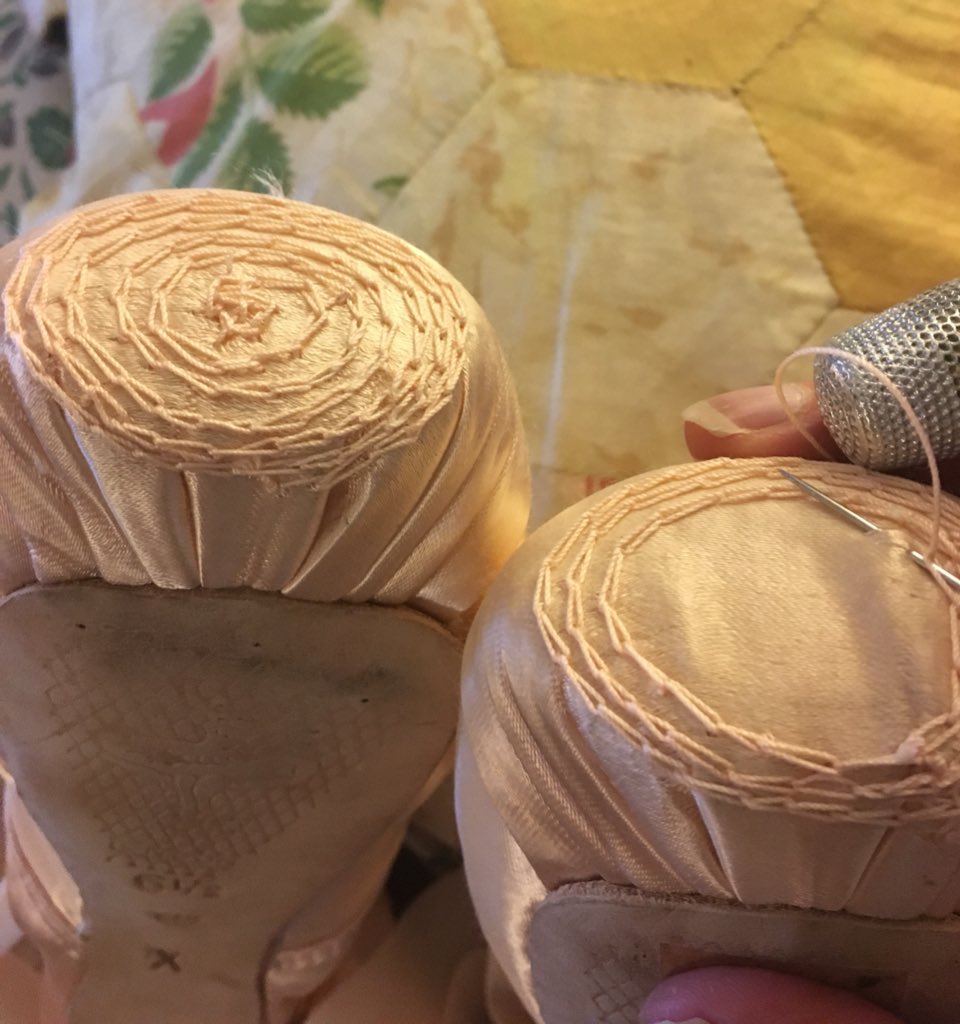 tuppenceandbee's tweet image. I always knew my embroidery degree would come in handy!  Having to do super speedy chain stitch on Bee's ballet shoes!