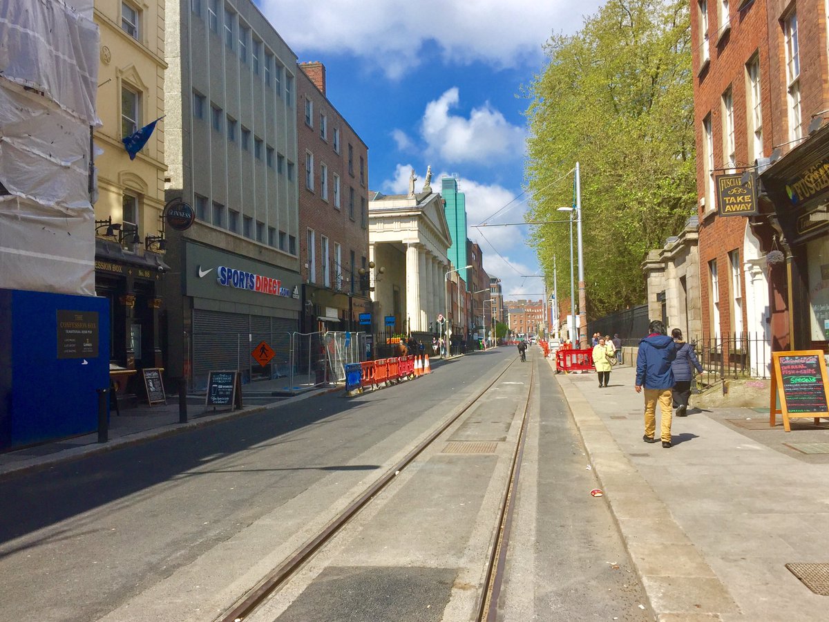 DubCham's tweet image. Marlborough St looking great today. Huge potential for this street to come alive once @LuasCrossCity opens. #BetterDublin #notawarzone