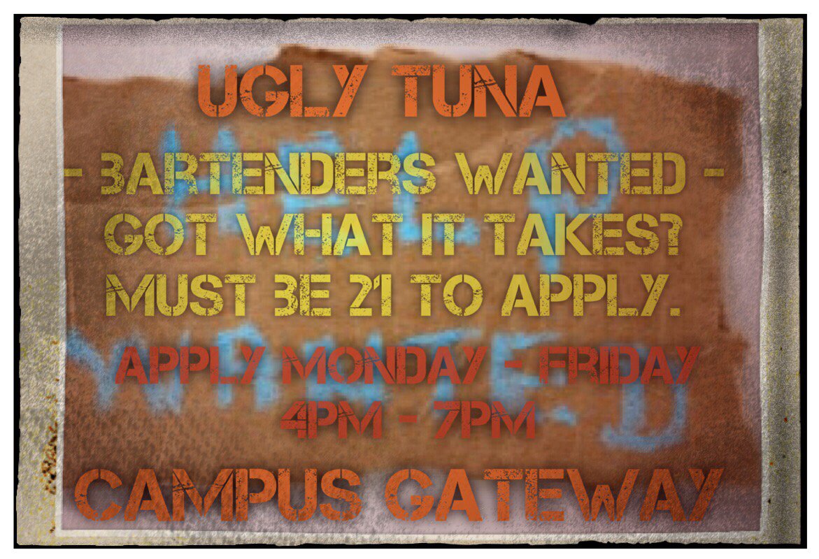 UglyTunaSaloona's tweet photo. Senior Crawl 2017! Get over to #uglytuna & enjoy great specials on our covered patio! @djsamurai614 starts at 8pm! #campusbars #bacardi https://t.co/V5Ti6WNMce