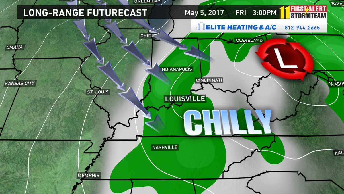 BenPeineWeather's tweet photo. Chilly, breezy for #KentuckyOaks143 and #KentuckyDerby - plan on rain at times as well. Full forecast now on @WHAS11 #warmlayers #ponchos https://t.co/YXtGAbH9M3