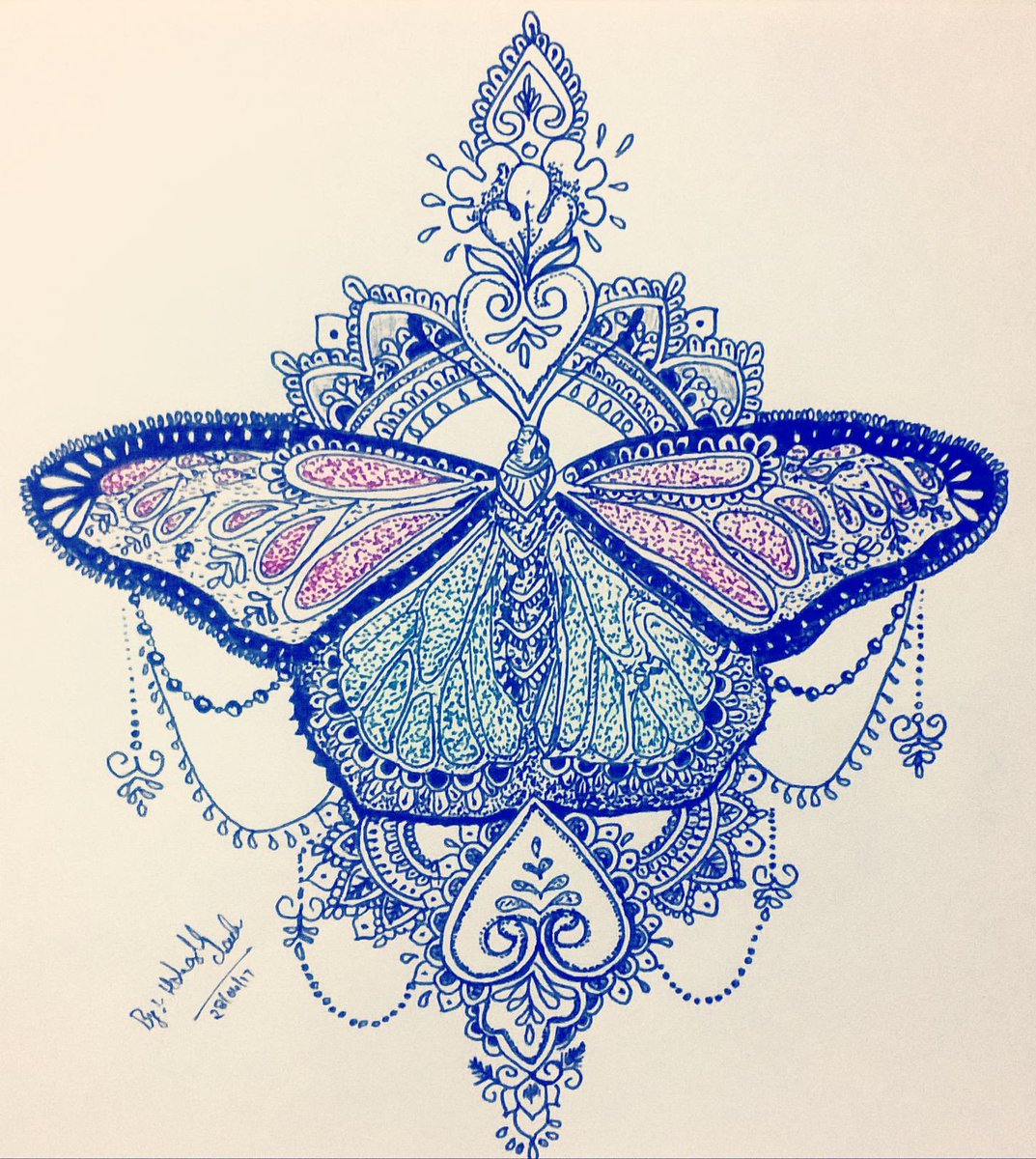 babahrishabh's tweet image. #Zentangle #butterfly #sketch