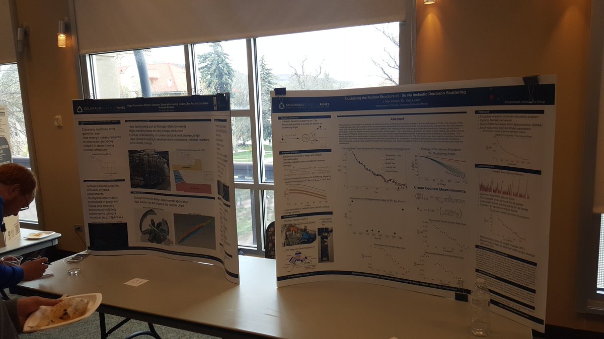 ProfLeach's tweet photo. Our stellar Electroweak Interactions Group seniors presenting the Physics Department senior poster session. @MinesCASE @coschoolofmines https://t.co/iX41jO419R