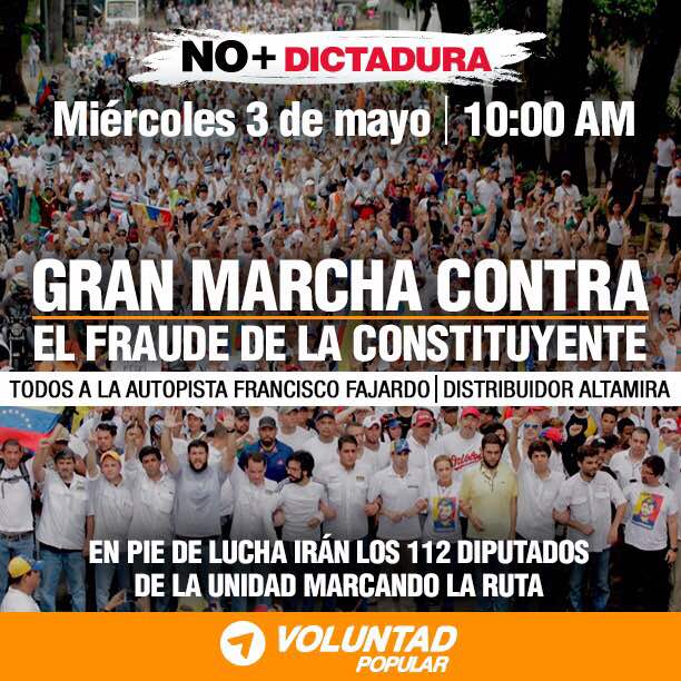 Mañana #3M a las 10AM salgamos a la autopista Fco. Fajardo en el Dist. Altamira para decirle a la dictadura que no aceptaremos más fraudes!
