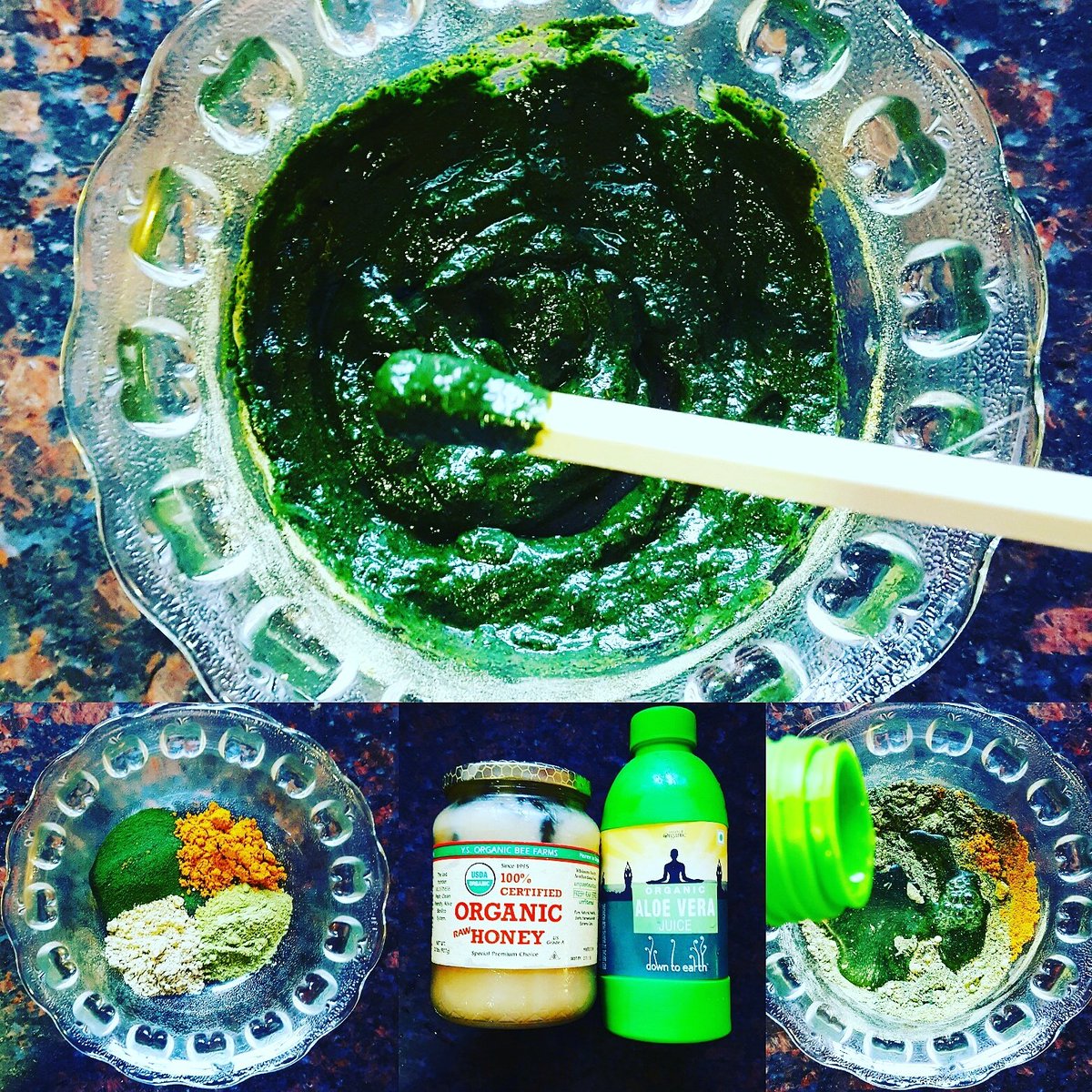 kareeneshub's tweet photo. Green #facial #mask with #antioxidant & #antiinflammatory #spiriluna #seaweed #neem #turmeric #aloevera #rawhoney
#organic #vegans #beauty https://t.co/emXV36WF80