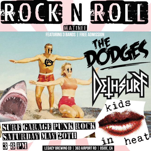 LegacyBrewingCo's tweet image. Party with us on 5/20! It'll be a afternoon of epic surf punk! #punkrock #legacybrewing @dethsurf