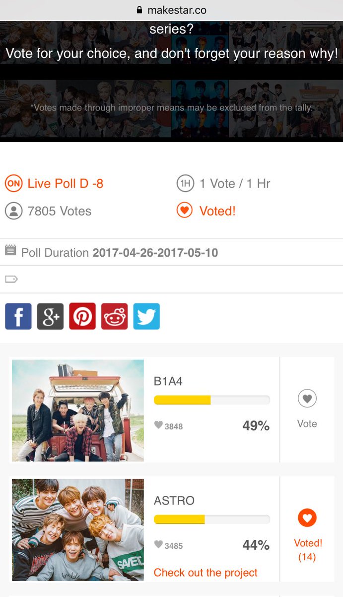 We are closing the gap! Keep voting AROHAS. We can do it!! 
Remember: YOU CAN VOTE EVERY HOUR! 
makestar.co/polls/47