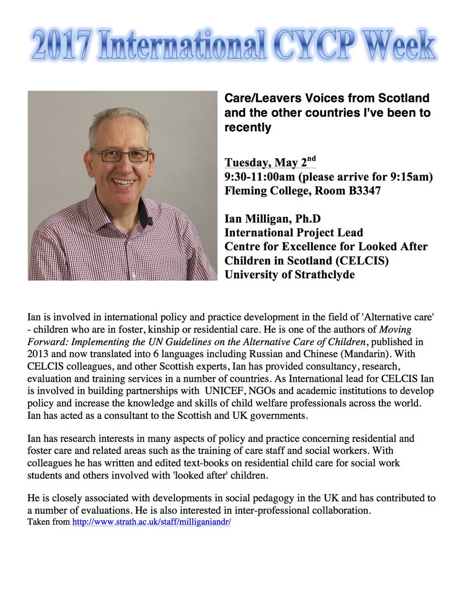 CYCFleming's tweet photo. #cycweek was International w/ Ian Milligan (Scotland) sharing care/leavers voices fr globe. Best care is that done w/ heart #regulateONCYC https://t.co/eoVlQK5pSL