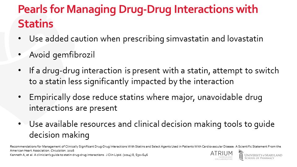 Pearls for managing drug-drug interactions w/ statins to avoid #StatinIntolerance