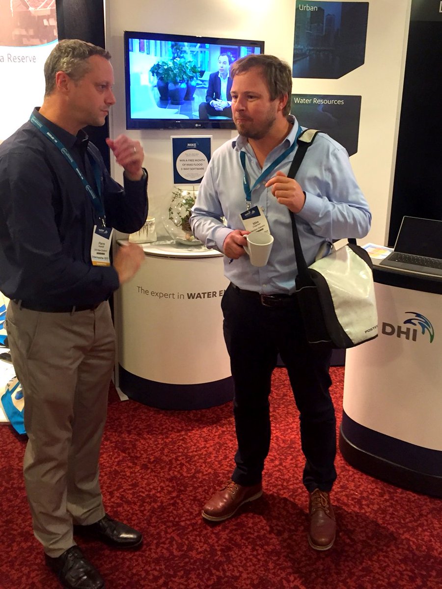 dhigroup's tweet photo. Mike Chapman from @HGConnects at DHI's booth @ #Stormwater2017 New Zealand. We are at Booth 15 and will be here till Friday. Come say hello! https://t.co/qBj4caO3MO