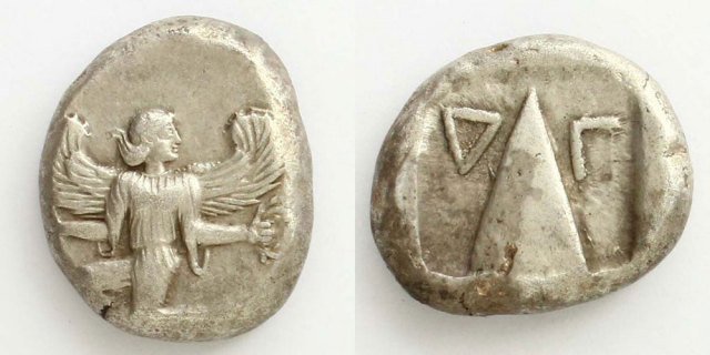 ワールドコインギャラリー on Twitter: "【古代ギリシャ カリア スターテル銀貨】 紀元前5世紀末～紀元前4世紀初頭にかけて造られた