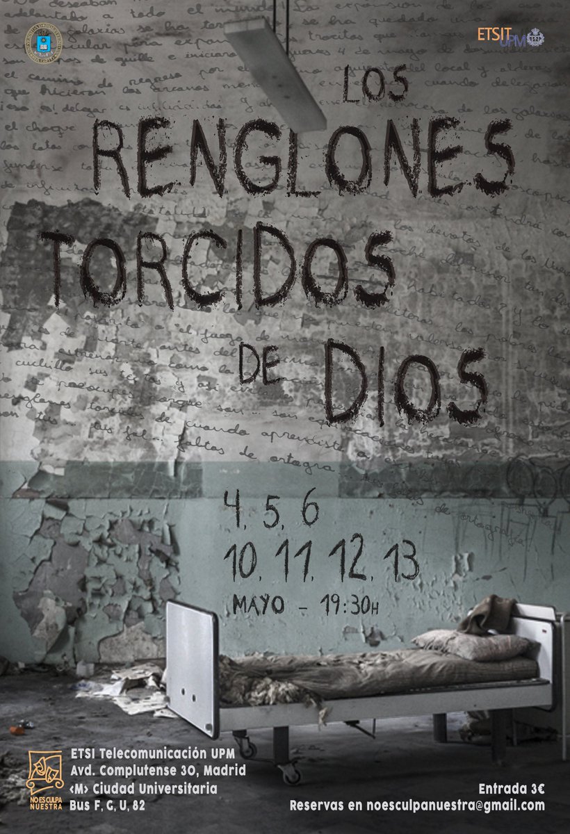<a href="/telecoupm/">ETS de Ingenieros de Telecomunicación - UPM</a> Mañana estrenamos "Los renglones torcidos de Dios" a las 19:30 en el salón de actos del Edificio A. No dudéis en pasaros! :)