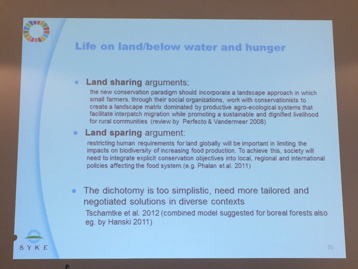 The need to move beyond the land sharing and land sparing dichotomy: <a href="/FurmanEeva/">Eeva Furman</a> <a href="/OpenNESS_eu/">OpenNESS</a> #NatSoc17
