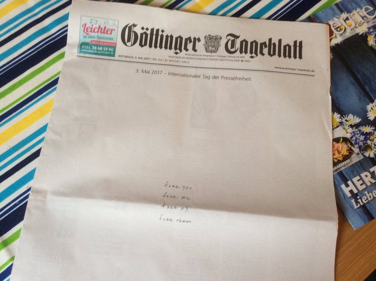 GoeSchubi's tweet photo. Zum #TagDerPressefreiheit #Pressefreiheit: Der Kampf um die #Wahrheit. / #goettinger-Tageblatt https://t.co/JUzmT0Y6iD
