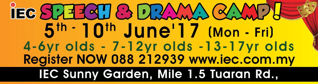 Our Speech and Drama Camp happening from 5-10 June. Contact us for more info. #iecsabah #speech #drama #camp #kotakinabalu #creativearts