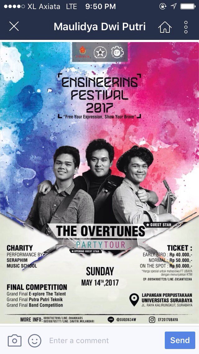 Oiya, maaf ya mimin baru update kalo <a href="/TheOvertunes/">TheOvertunes</a> ada gig di UBAYA tanggal 14 mei 2017.buat info selengkapnya ada di pictiniya. See u there