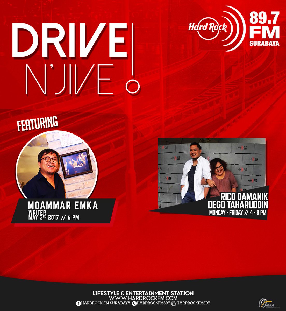 Nanti sore sob! Stay tuned on #DriveNJive we're gonna have a blast! w/ <a href="/ricardodamanik/">Ricardo Damanik</a> <a href="/letsgodego/">dego taharuddin</a> &amp; <a href="/moammaremka/">Moammar Emka</a>