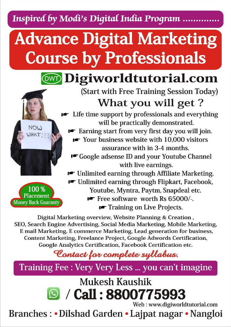 dwtutorialdelhi's tweet image. More
Join #DigitalMarketingCourse for the best career opportunities in IT companies.Visit our website bit.ly/2qDq45B