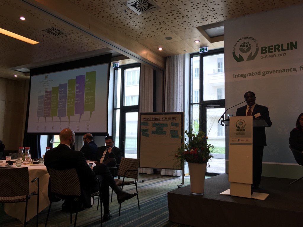 Global_Juliane's tweet photo. Kenya's story integrating #climate into development takes time &amp; cross stakeholder &amp; ministry working #NDCBerlin2017 https://t.co/HF633e9SQp