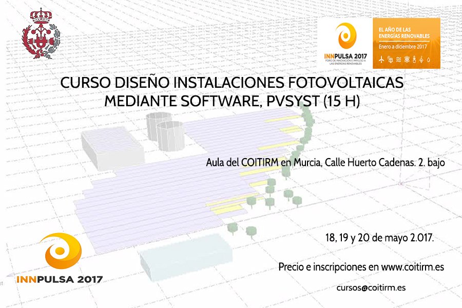 COITIRM's tweet image. CURSO DISEÑO DE INSTALACIONES FOTOVOLTAICAS MEDIANTE SOFTWARE, PVSYST.  goo.gl/T490uk #fotovoltaica #pvsyst