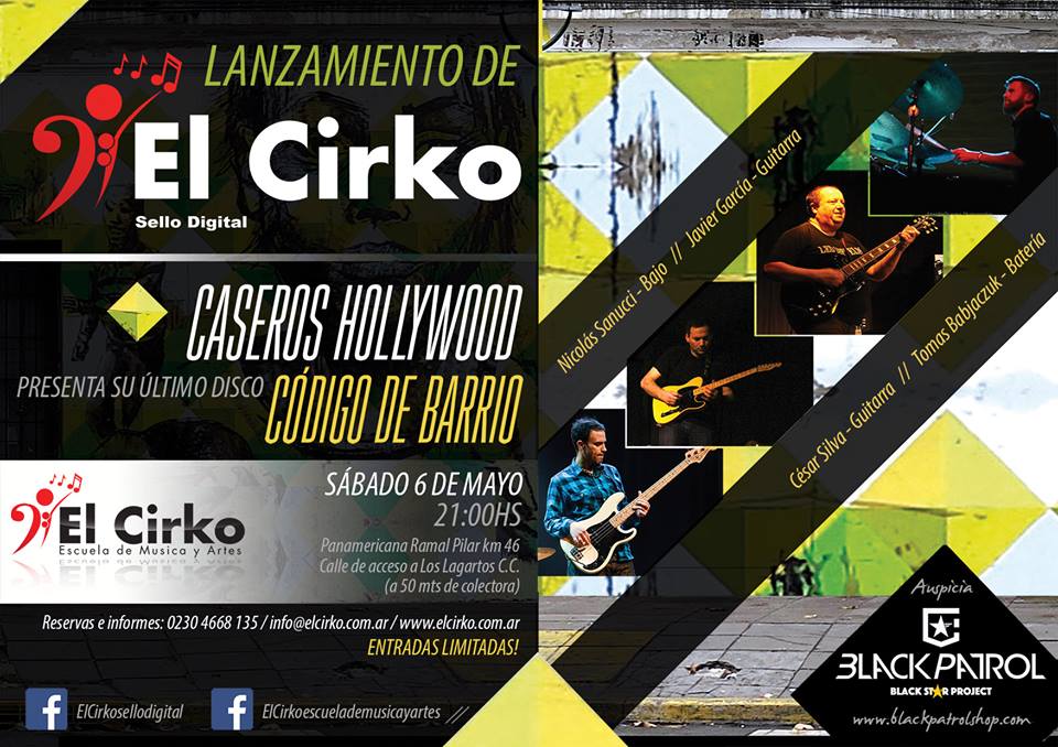 <a href="/1000WattsMusica/">1000 Watts Musica</a> #SABADO 6/5 #CaserosHollywood #ENVIVO en <a href="/ElCirkomusica/">El Cirko</a> (Pilar)
#RT #Indie #Funk #Jazz #electric