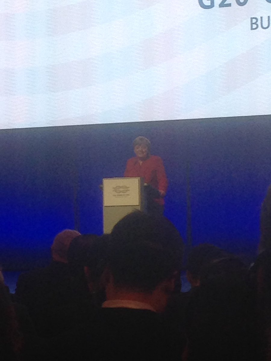 German Chancellor Angela Merkel addresses #B20Summit, says world is interconnected, prosperity should be shared.