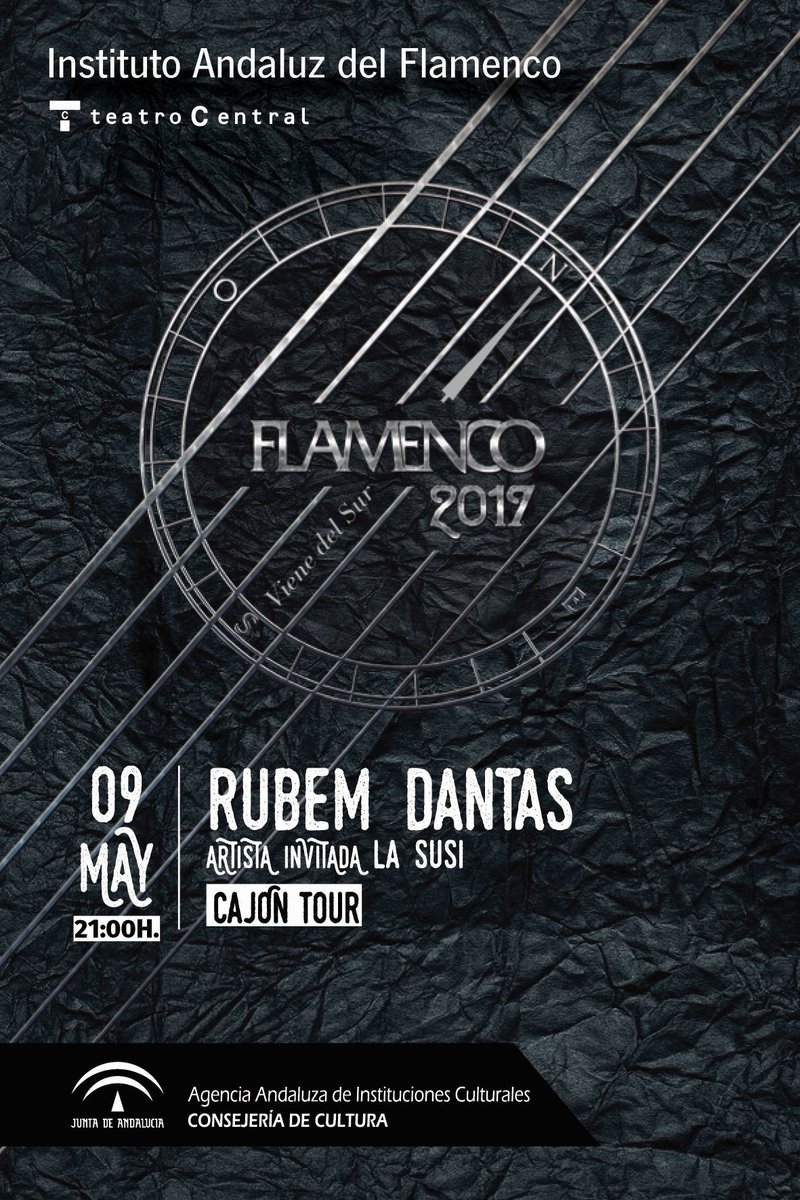 Nos vemos pronto en Sevilla.Concierto "Rubem Dantas Cajón Tour",con La Susi."Flamenco viene del Sur".9 Mayo.Teatro Central. #FelizMiercoles