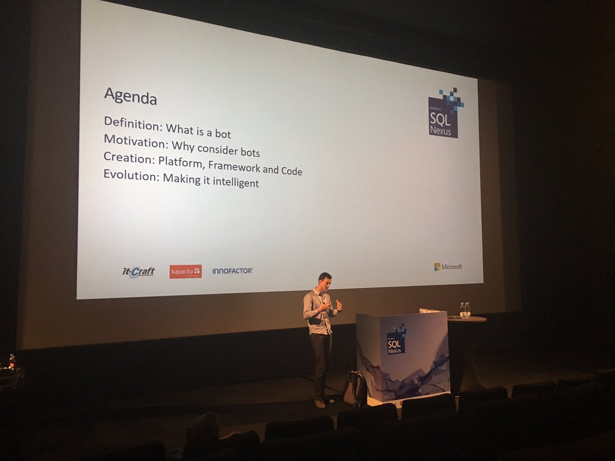 DoktorKermit's tweet image. Session on #bots is starting right now at #sqlnexus with Mads Damgård from the Danish #microsoft sub