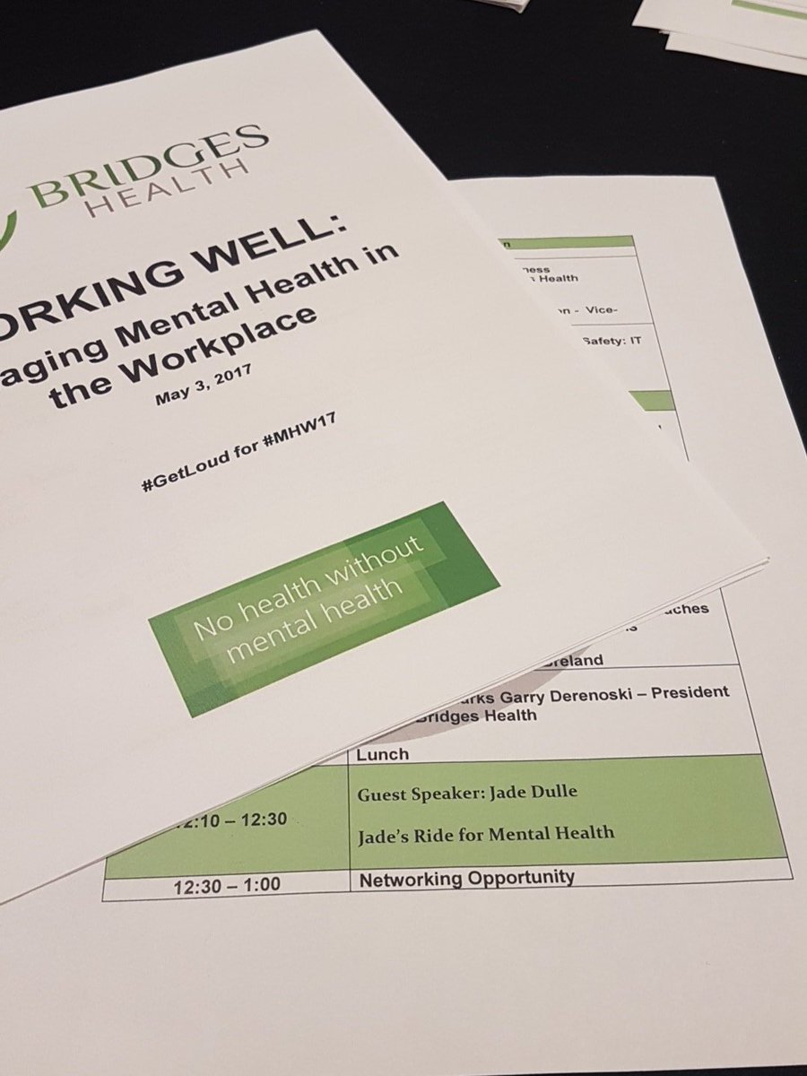 Looking forward to keynote from <a href="/JadesRideSK/">Jade's Ride SK</a>, #getloud for #MHW17 <a href="/BridgesHealthSK/">Bridges Health</a>