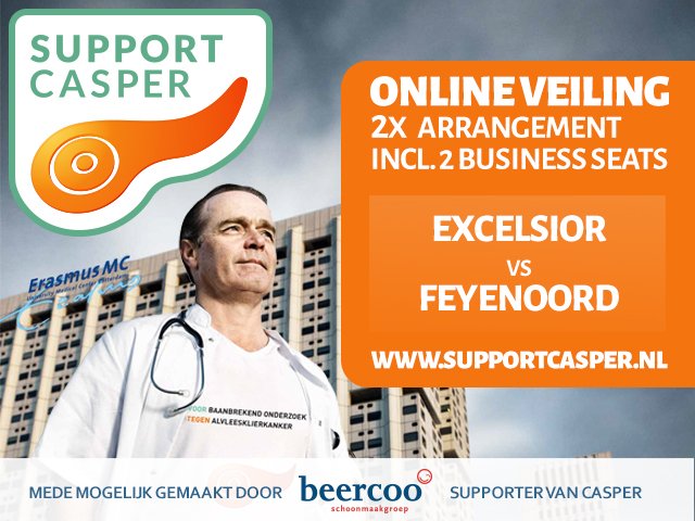 Steun jij <a href="/SupCasper/">Support Casper</a> in de strijd tegen alvleesklierkanker en zit je zondag bij <a href="/excelsiorrdam/">Excelsior Rotterdam</a> vs <a href="/Feyenoord/">Feyenoord Rotterdam</a>? ---> bit.ly/2pTjo7t