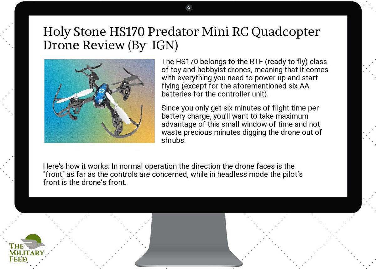 themilitaryfeed's tweet photo. #Defense #News App: https://t.co/IVgzeMPHoK ; holy  #stone  #hs170  #predator  #mini rc  #quadcopter  #drone re #view https://t.co/CnMzI8vPng