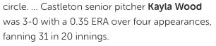 CastletonSports's tweet image. Kayla Wood makes it two weeks in a row that @CastletonSB lands a name in the @NFCAorg Selected Top Performances! bit.ly/2pYtAeQ